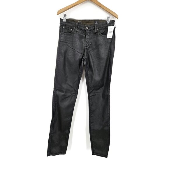 New AG Prima Cigarette Leg Green Pants Womens 27 Waxed Jeans - Picture 1 of 9